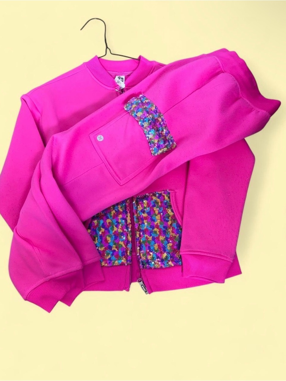 Girls' Bright Pink Sequin Accent Jacket (Kids)